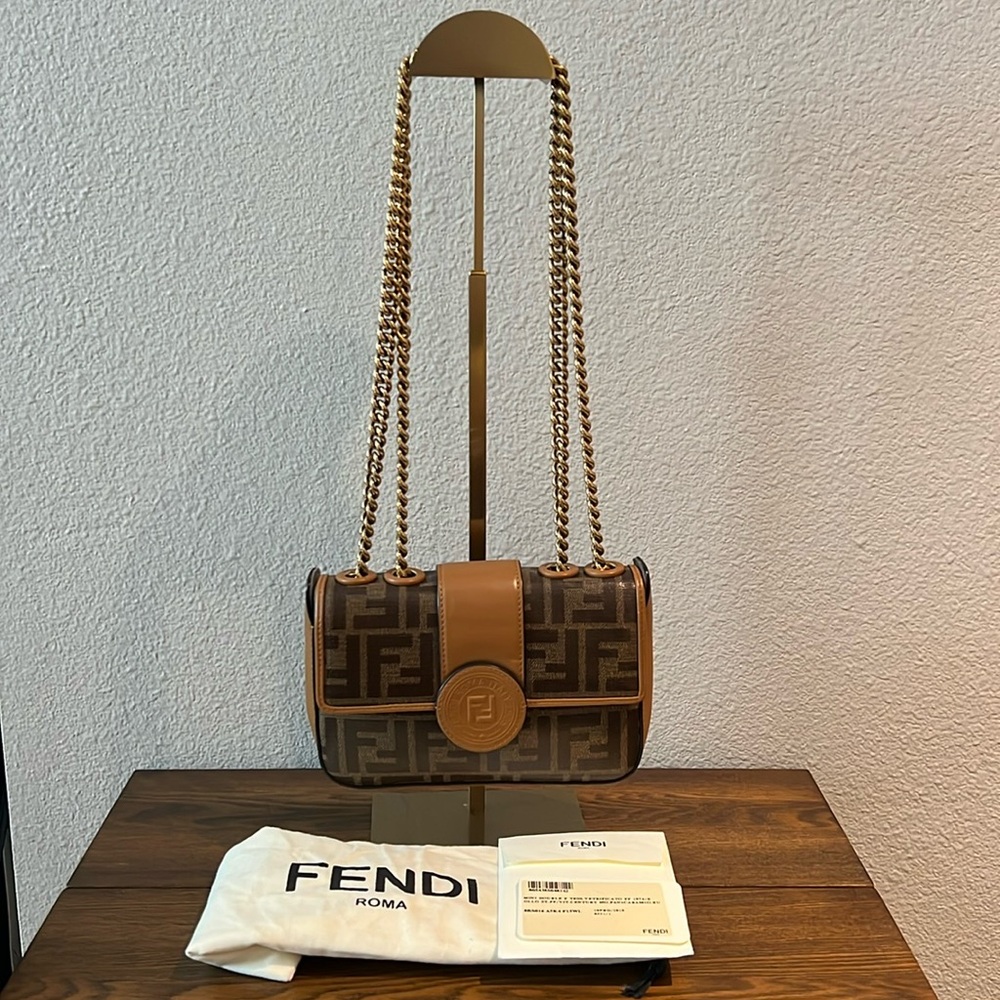 Fendi 1974 Mini Double F Shoulder Bag with Dustbag